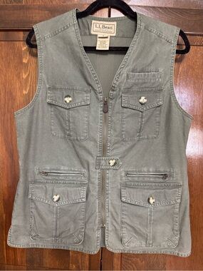 Vintage L.L. Bean Gorpcore Utility Vest-Olive Green Mesh Lined Field Vest Medium